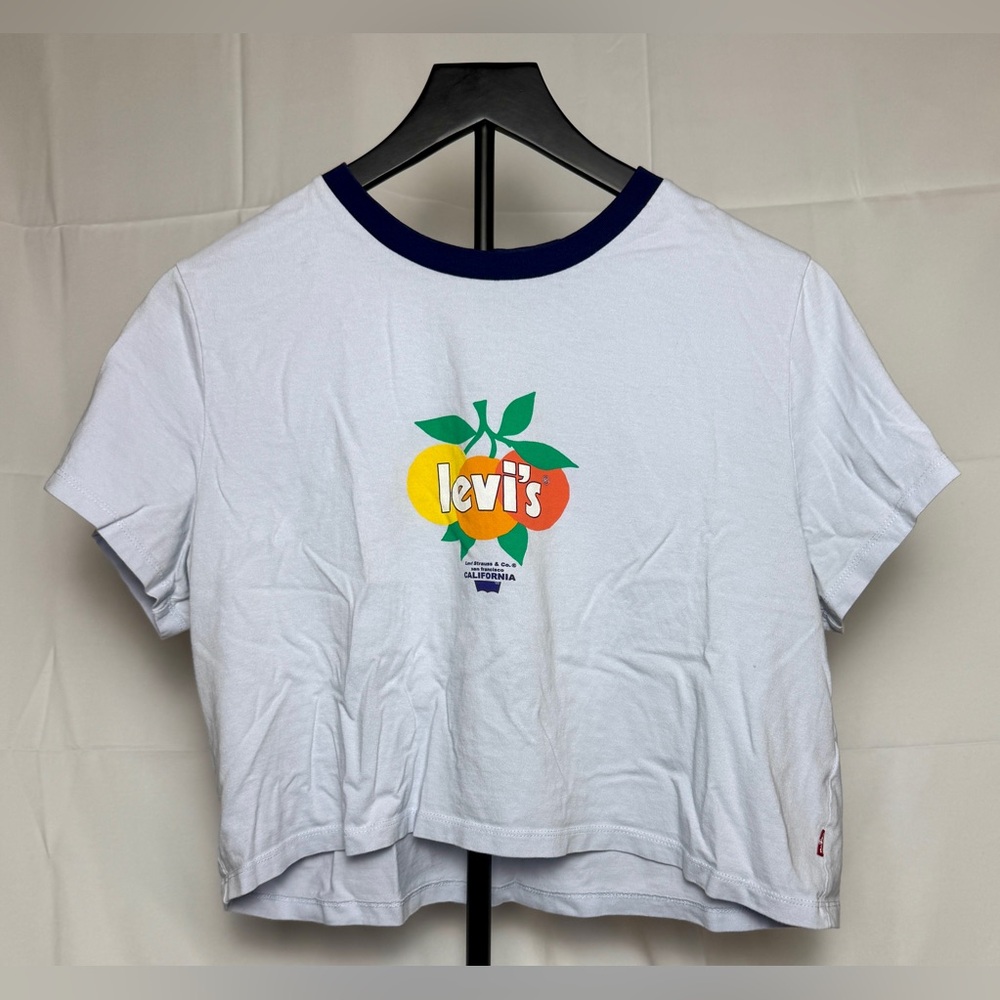 Women’s Levi's Blue Crop Top with Colorful Fruit